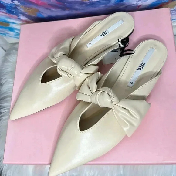 Zara Cream Bow Mule - Picture 7 of 9